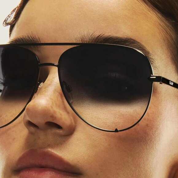 High Key Mini 60mm Black Metal Gradient Fade Aviator Sunglasses - Picture 1 of 5